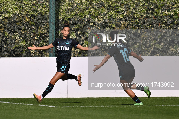 Sofia Colombo of S.S. Lazio celebrates after scoring the goal of 1-0 during the round of 16 of Coppa Italia Femminile between S.S. Lazio and...