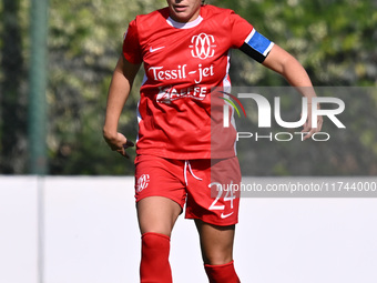 Giulia Rizzon of F.C. Como Women plays during the round of 16 of Coppa Italia Femminile between S.S. Lazio and F.C. Como at the Mirko Fersin...