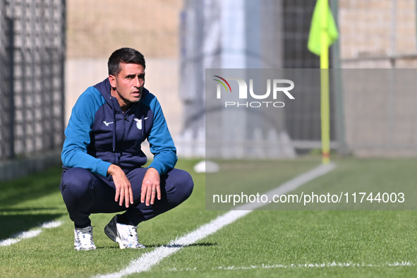 Gianluca Grassadonia coaches S.S. Lazio during the round of 16 of the Coppa Italia Femminile between S.S. Lazio and F.C. Como at the Mirko F...