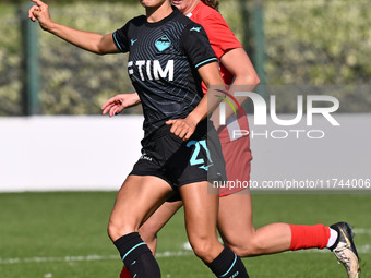 Sofia Colombo of S.S. Lazio and Alma Hilaj of F.C. Como Women participate in the round of 16 of Coppa Italia Femminile between S.S. Lazio an...