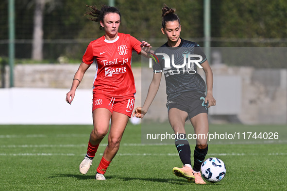 Alma Hilaj of F.C. Como Women and Sofia Colombo of S.S. Lazio participate in the round of 16 of Coppa Italia Femminile between S.S. Lazio an...