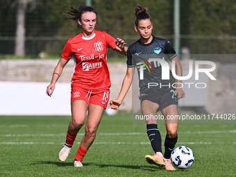 Alma Hilaj of F.C. Como Women and Sofia Colombo of S.S. Lazio participate in the round of 16 of Coppa Italia Femminile between S.S. Lazio an...