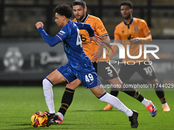 Richard Olise (49 Chelsea) goes forward during the EFL Trophy match between Cambridge United and Chelsea Under 21s at the Cledara Abbey Stad...