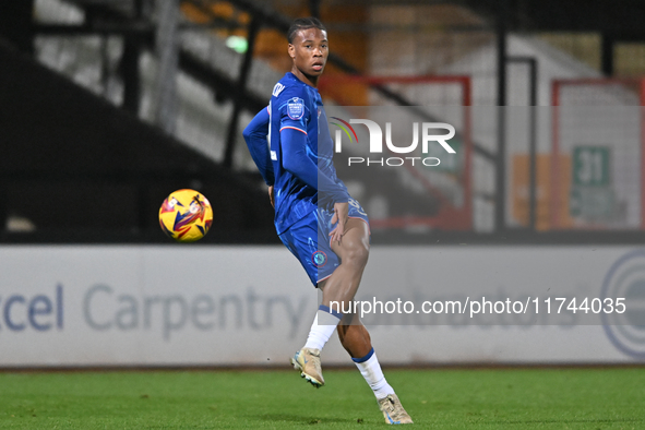 Ishe Samuels Smith (62 Chelsea) passes the ball during the EFL Trophy match between Cambridge United and Chelsea Under 21s at the Cledara Ab...