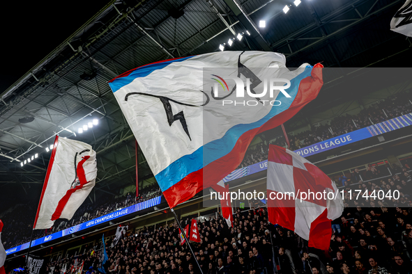 The atmosphere in the stadium during the match between PSV and Girona at the Philips Stadium for the UEFA Champions League - League phase -...