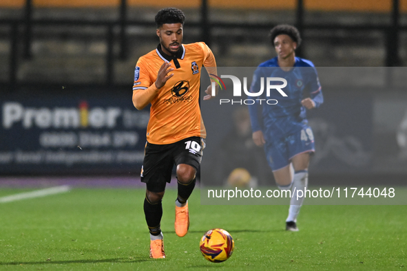 Elias Kachunga (10 Cambridge United) controls the ball during the EFL Trophy match between Cambridge United and Chelsea Under 21s at the Cle...