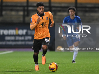 Elias Kachunga (10 Cambridge United) controls the ball during the EFL Trophy match between Cambridge United and Chelsea Under 21s at the Cle...