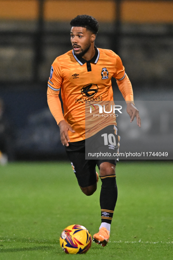 Elias Kachunga (10 Cambridge United) goes forward during the EFL Trophy match between Cambridge United and Chelsea Under 21s at the Cledara...