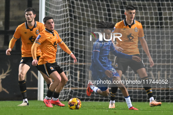 Kiano Dyer (33 Chelsea) controls the ball during the EFL Trophy match between Cambridge United and Chelsea Under 21s at the Cledara Abbey St...