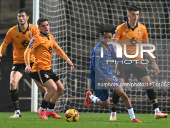 Kiano Dyer (33 Chelsea) controls the ball during the EFL Trophy match between Cambridge United and Chelsea Under 21s at the Cledara Abbey St...