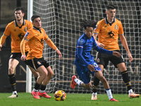 Kiano Dyer (33 Chelsea) controls the ball during the EFL Trophy match between Cambridge United and Chelsea Under 21s at the Cledara Abbey St...