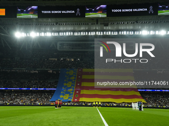 Moment of silence in memory of the victims of the Valencia floods prior to the UEFA Champions League 2024/25 League Phase MD4 match between...