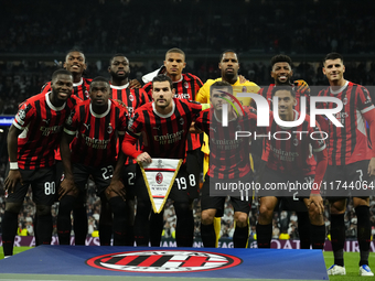 Milan line up during the UEFA Champions League 2024/25 League Phase MD4 match between Real Madrid C.F. and AC Milan at Estadio Santiago Bern...