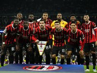 Milan line up during the UEFA Champions League 2024/25 League Phase MD4 match between Real Madrid C.F. and AC Milan at Estadio Santiago Bern...