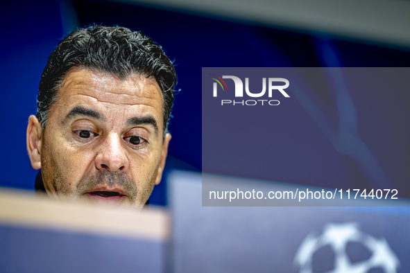 Girona FC trainer Miguel Angel Sanchez Munoz (Michel) speaks during the press conference after the match between PSV and Girona at the Phili...