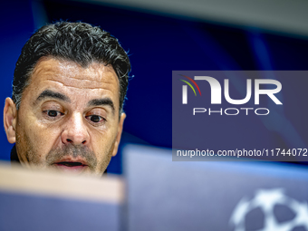 Girona FC trainer Miguel Angel Sanchez Munoz (Michel) speaks during the press conference after the match between PSV and Girona at the Phili...