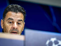 Girona FC trainer Miguel Angel Sanchez Munoz (Michel) speaks during the press conference after the match between PSV and Girona at the Phili...