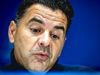 Girona FC trainer Miguel Angel Sanchez Munoz (Michel) speaks during the press conference after the match between PSV and Girona at the Phili...