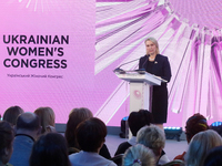 Ambassador of the United States to Ukraine Bridget Brink attends the opening of the Eighth Ukrainian Women's Congress in Kyiv, Ukraine, on N...