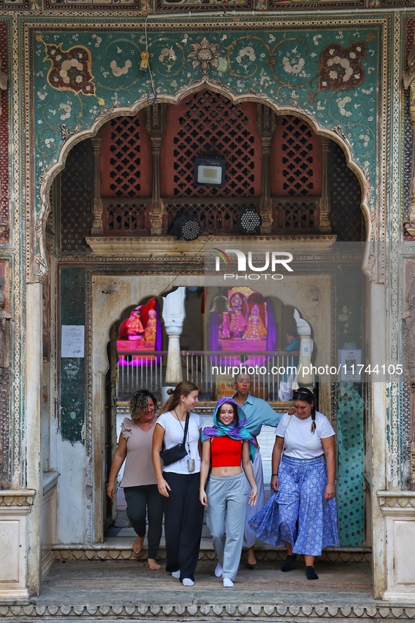 Tourists visit the Shrine Galta Ji Temple in Jaipur, Rajasthan, India, on November 5, 2024. 