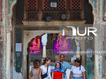 Tourists visit the Shrine Galta Ji Temple in Jaipur, Rajasthan, India, on November 5, 2024. (