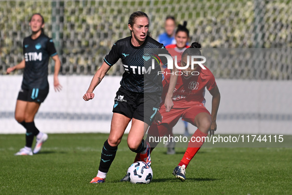 Megan Connolly of S.S. Lazio and Sarina Bolden of F.C. Como Women participate in the round of 16 of Coppa Italia Femminile between S.S. Lazi...