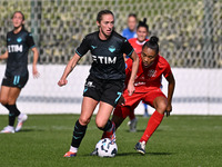 Megan Connolly of S.S. Lazio and Sarina Bolden of F.C. Como Women participate in the round of 16 of Coppa Italia Femminile between S.S. Lazi...