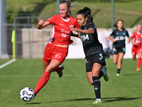 Julia Karlernas of F.C. Como Women and Ines Bellomou of S.S. Lazio participate in the round of 16 of Coppa Italia Femminile between S.S. Laz...