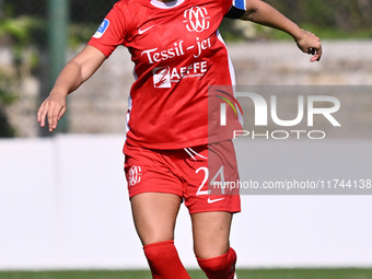 Giulia Rizzon of F.C. Como Women participates in the round of 16 of Coppa Italia Femminile between S.S. Lazio and F.C. Como at the Mirko Fer...