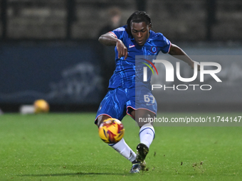 Donnell McNeilly (57 Chelsea) passes the ball during the EFL Trophy match between Cambridge United and Chelsea Under 21s at the Cledara Abbe...