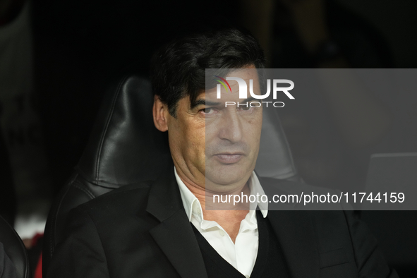 Paulo Fonseca head coach of AC Milan during the UEFA Champions League 2024/25 League Phase MD4 match between Real Madrid C.F. and AC Milan a...