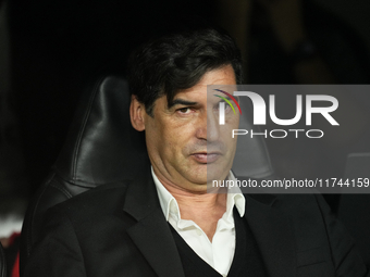 Paulo Fonseca head coach of AC Milan during the UEFA Champions League 2024/25 League Phase MD4 match between Real Madrid C.F. and AC Milan a...