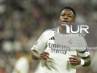 Vinicius Junior left winger of Real Madrid and Brazil during the UEFA Champions League 2024/25 League Phase MD4 match between Real Madrid C....