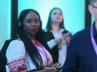 Attendees are pictured during the Eighth Ukrainian Women's Congress in Kyiv, Ukraine, on November 5, 2024. This year's theme is ''Women's Po...