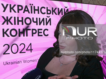 Ukrainian MP Lesia Zaburanna attends the Eighth Ukrainian Women's Congress in Kyiv, Ukraine, on November 5, 2024. This year's theme is ''Wom...