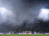 Manuel Akanji of Manchester City is in action during the UEFA Champions League match between Sporting CP and Manchester City at Jose Alvalad...