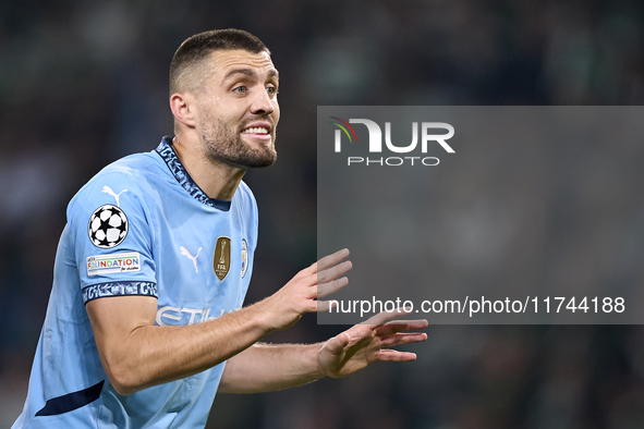 Mateo Kovacic of Manchester City reacts during the UEFA Champions League match between Sporting CP and Manchester City at Jose Alvalade Stad...