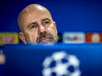 PSV Eindhoven trainer Peter Bosz speaks during the press conference after the match between PSV and Girona at the Philips Stadium for the UE...