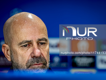 PSV Eindhoven trainer Peter Bosz speaks during the press conference after the match between PSV and Girona at the Philips Stadium for the UE...