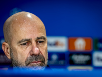 PSV Eindhoven trainer Peter Bosz speaks during the press conference after the match between PSV and Girona at the Philips Stadium for the UE...