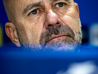 PSV Eindhoven trainer Peter Bosz speaks during the press conference after the match between PSV and Girona at the Philips Stadium for the UE...