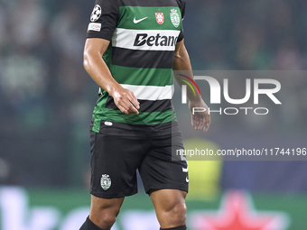 Hidemasa Morita of Sporting CP reacts during the UEFA Champions League match between Sporting CP and Manchester City at Jose Alvalade Stadiu...