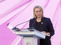 Ambassador of the United States to Ukraine Bridget Brink attends the opening of the Eighth Ukrainian Women's Congress in Kyiv, Ukraine, on N...