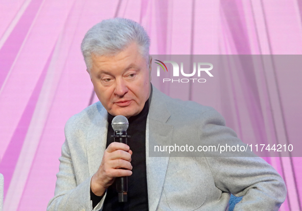 Petro Poroshenko, the European Solidarity party leader and MP, attends the Eighth Ukrainian Women's Congress in Kyiv, Ukraine, on November 5...