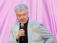 Petro Poroshenko, the European Solidarity party leader and MP, attends the Eighth Ukrainian Women's Congress in Kyiv, Ukraine, on November 5...