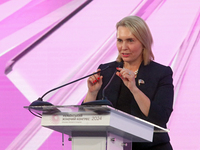 Ambassador of the United States to Ukraine Bridget Brink attends the opening of the Eighth Ukrainian Women's Congress in Kyiv, Ukraine, on N...