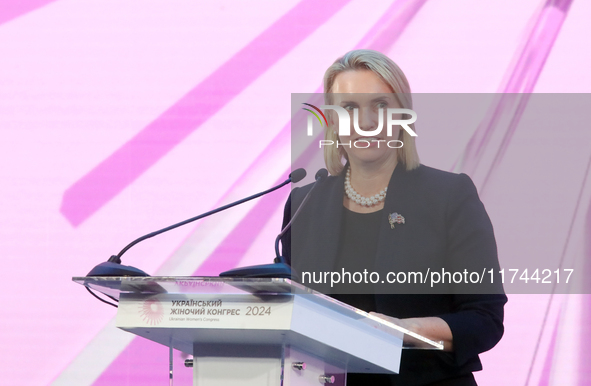 Ambassador of the United States to Ukraine Bridget Brink attends the opening of the Eighth Ukrainian Women's Congress in Kyiv, Ukraine, on N...