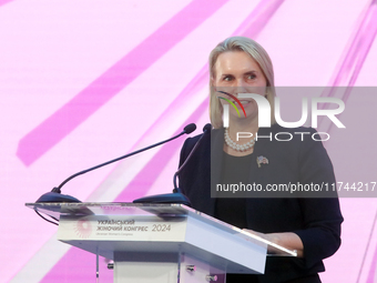 Ambassador of the United States to Ukraine Bridget Brink attends the opening of the Eighth Ukrainian Women's Congress in Kyiv, Ukraine, on N...