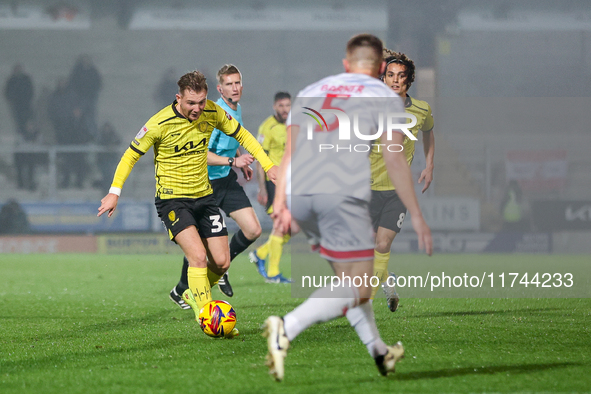 Ben Whitfield of Burton Albion is in attacking action in the area during the Sky Bet League 1 match between Burton Albion and Crawley Town a...