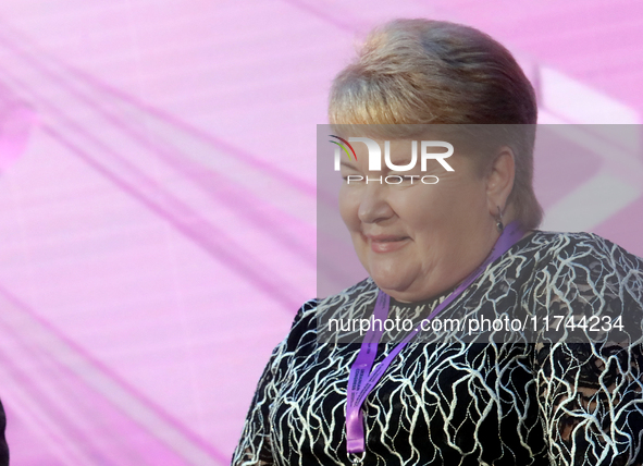 Olha Krymova, the starosta of Pokrovske Village Council, attends the Eighth Ukrainian Women's Congress in Kyiv, Ukraine, on November 5, 2024...